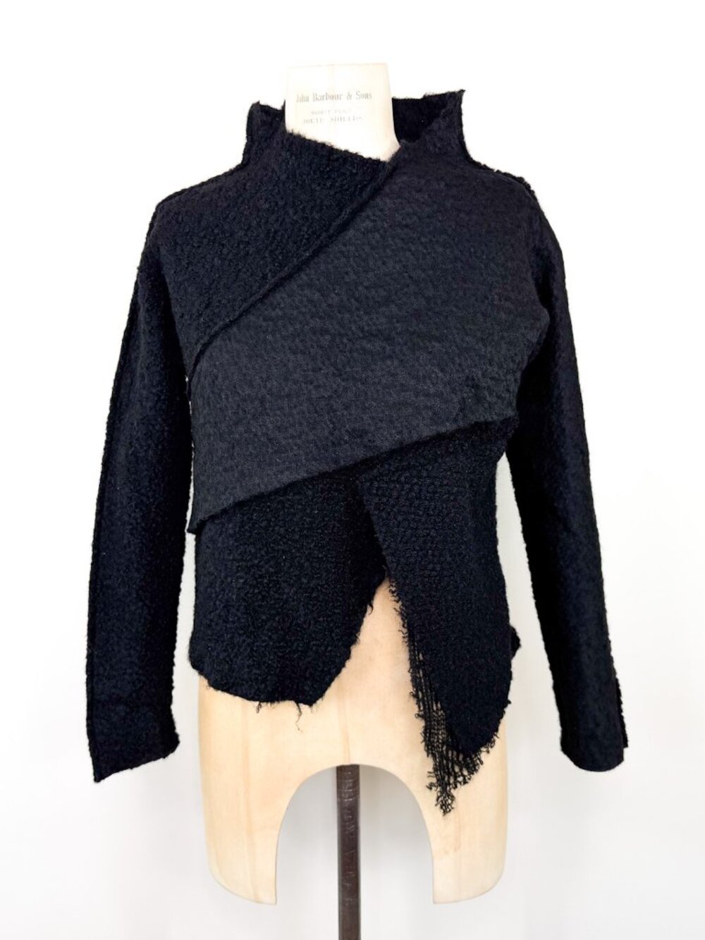 Ark Black Wool Deconstructed Asymmetrical High Collar Sweater Size Small